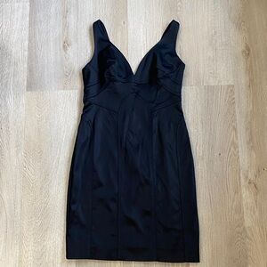 David Meister Bodycon Satin Black Mini Dress